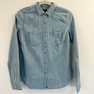 Untuckit Shirt Womens 0 Denim Long Sleeve Button Up Western‎ Capsule Wardrobe